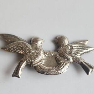 925 Sterling Two Birds        , doves Vintage Brooch/Pin , 5cm W